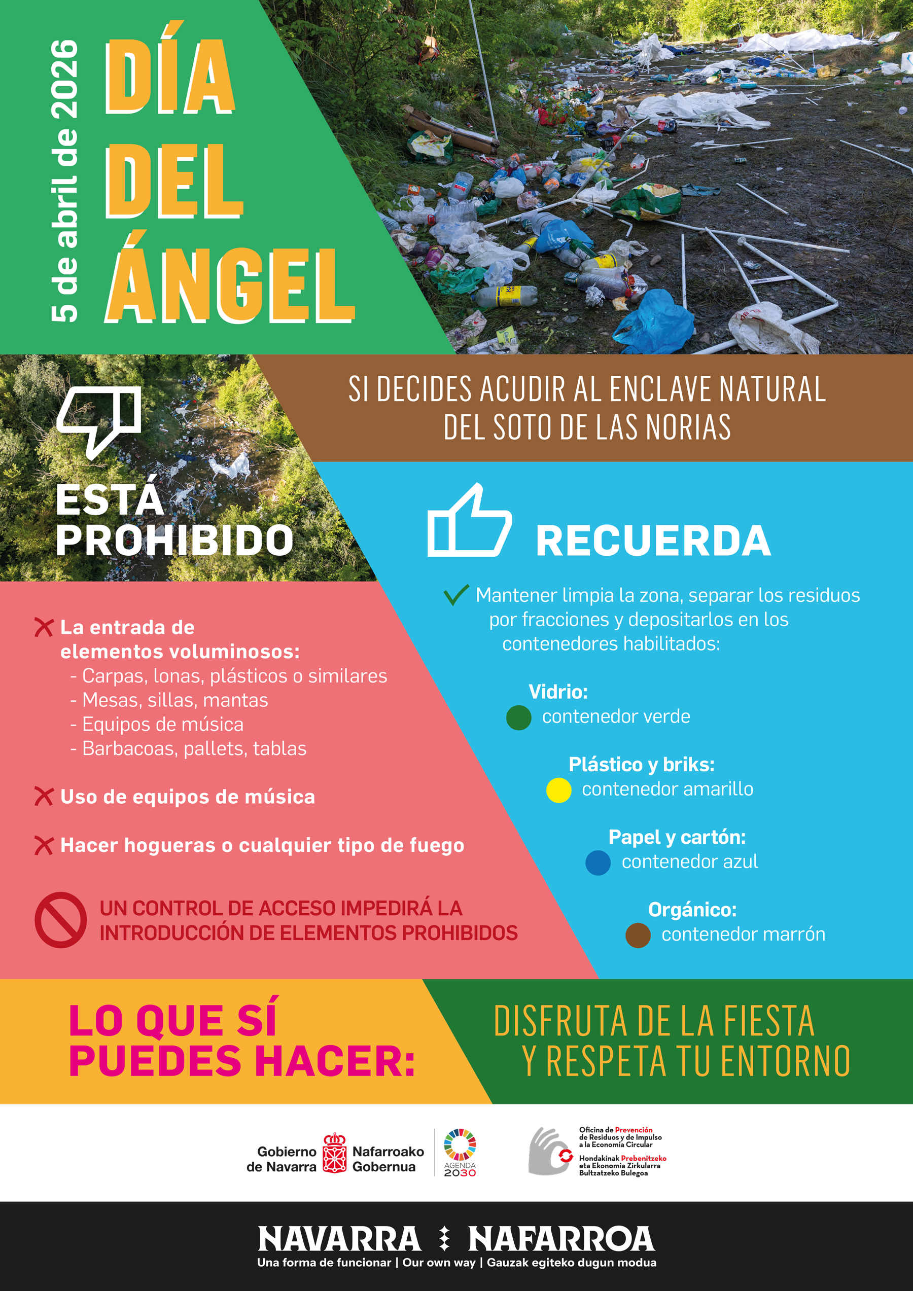 Infografía sobre las acciones prohibidas y permitidas en Soto de las Norias, declarada Zona de Especial Conservación